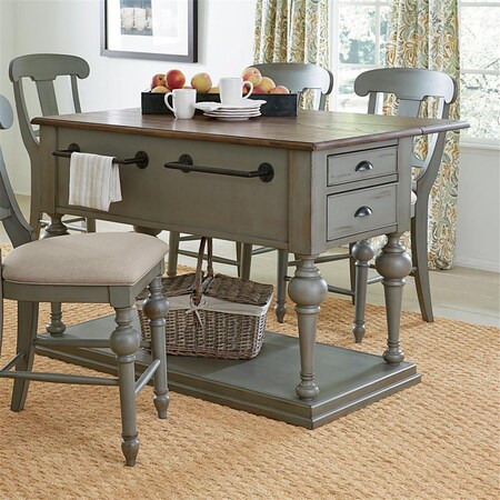 Progressive Furniture Progressive Furniture D880-45 Kitchen Island In Putty and Oak Finish D880-45